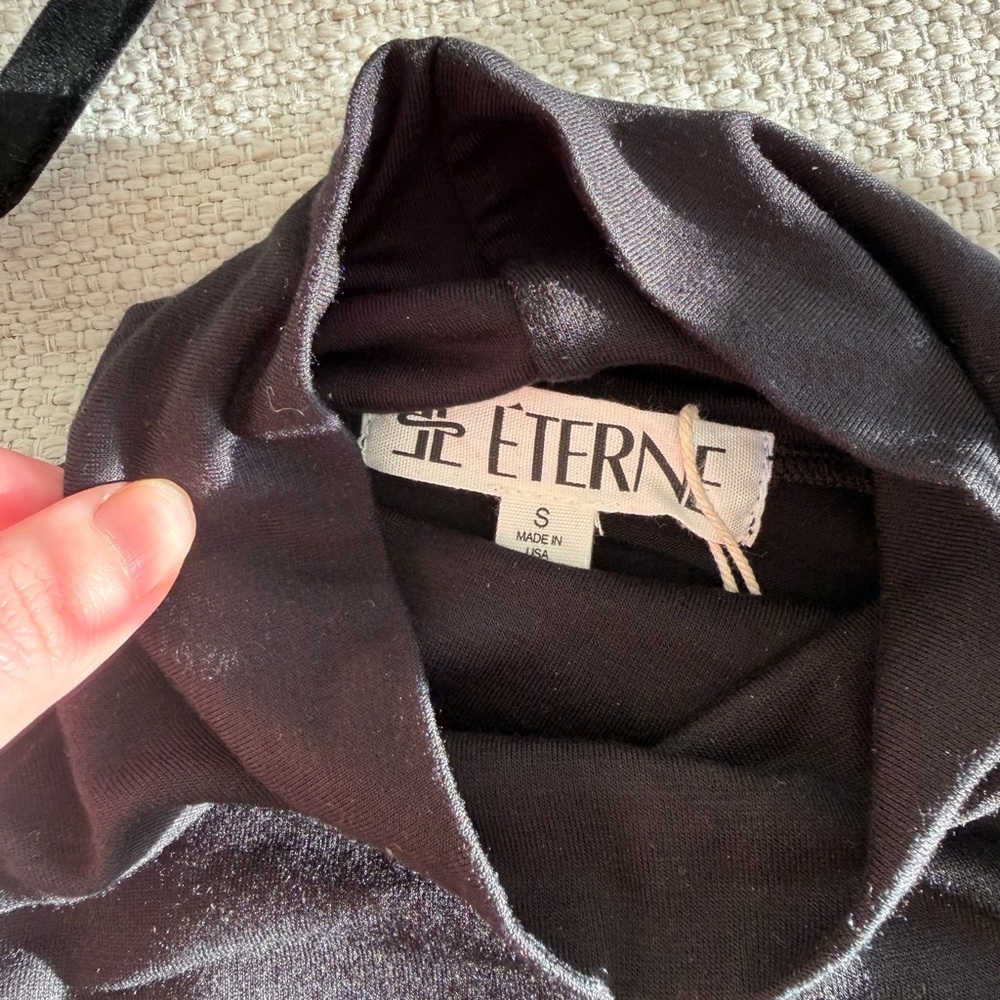 Eterne Black Cropped Fitted Turtleneck Top - Picture 5 of 6